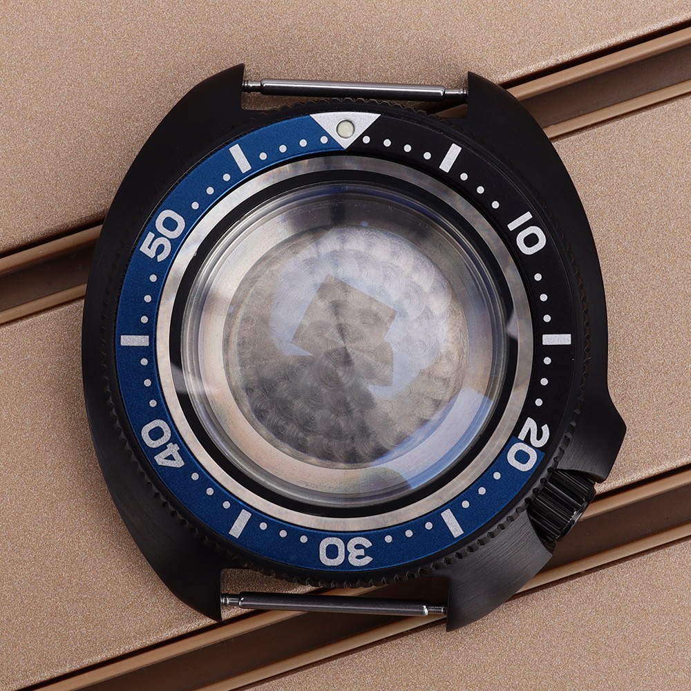 FEIYASHI PVD Black turtle Style Watch Case 44mm Sapphire For Seiko NH35 Movement