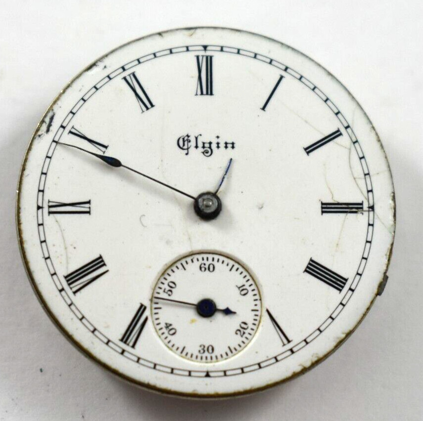 Vintage Elgin Grade 110 0s 11J Hunting Pocket Watch Movement lot.wr