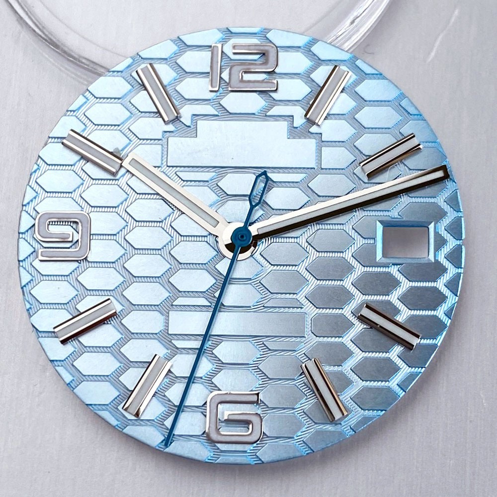 Black Blue Sterile 28.5mm Honeycomb Watch Dial fit NH35 Dive Watch Part Luminous
