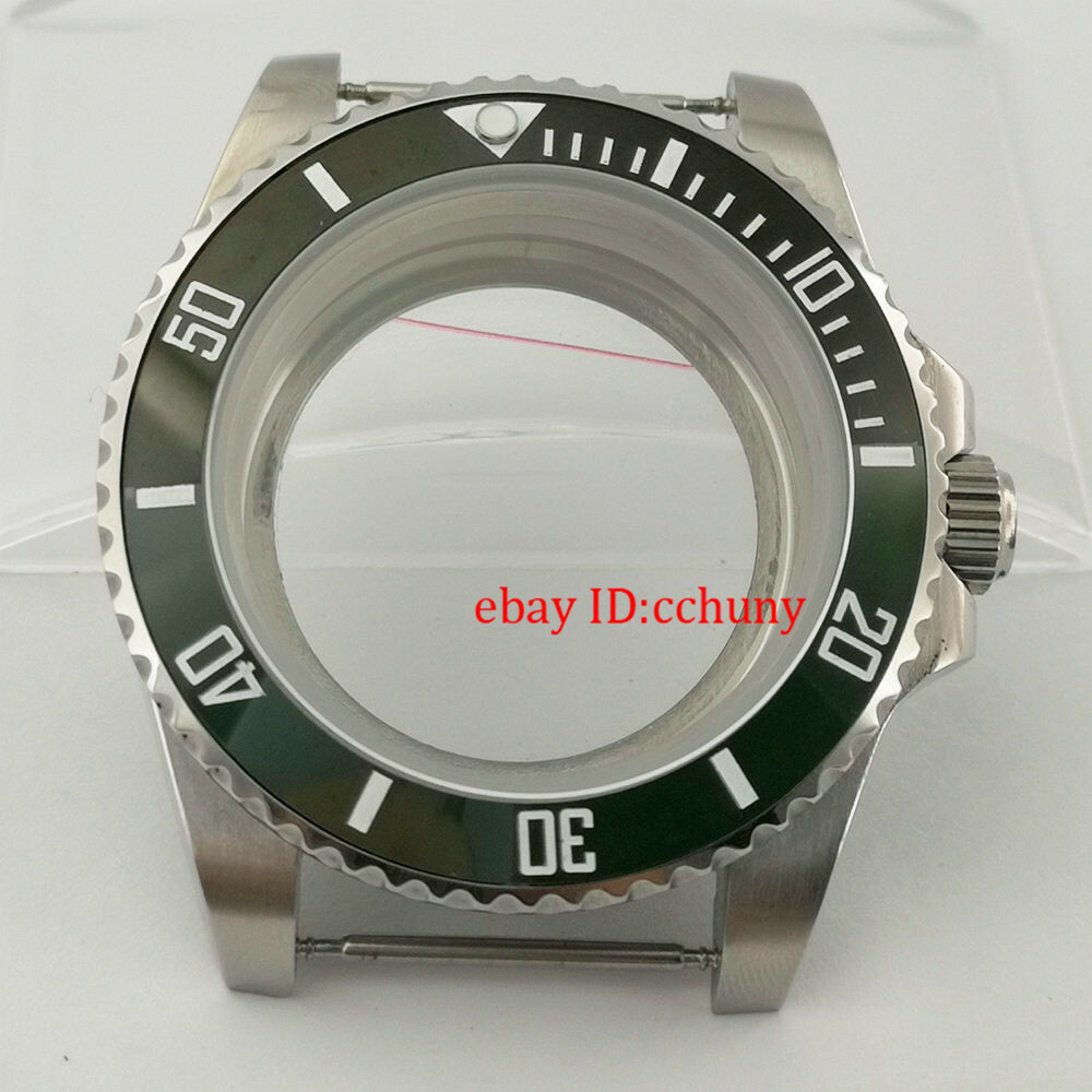 40mm sapphire Watch Case Black Green Ceramic Bezel Fit NH35 NH36 NH35A Movement