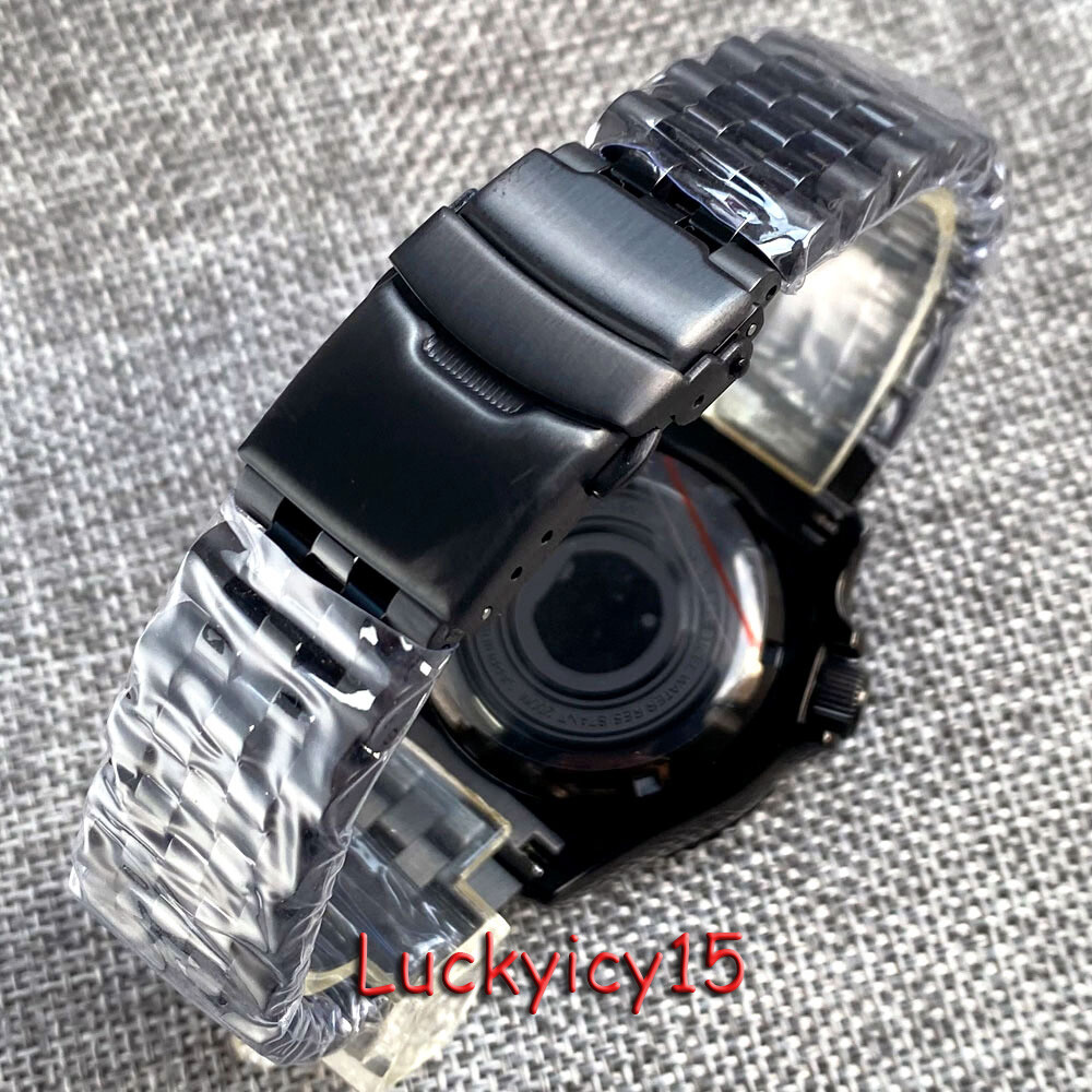 Tandorio 41mm Black PVD Mens Watch Case Dive 20ATM Waterproof fit NH35 SKX007