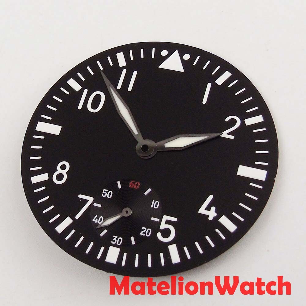 38.9mm Luminous Black Dial+Hands Fit ETA6498 ST3620 Movement Pilot Dial