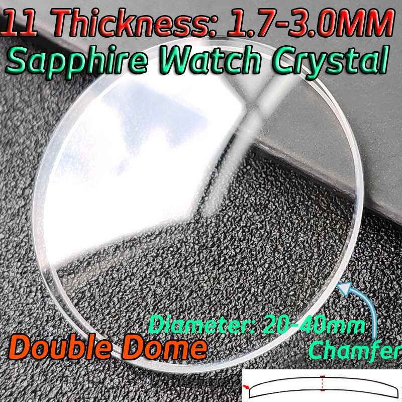 Thick 1.7mm to 3mm Double Dome Sapphire Crystal 20-41mm Watch Glass Mirror Lens