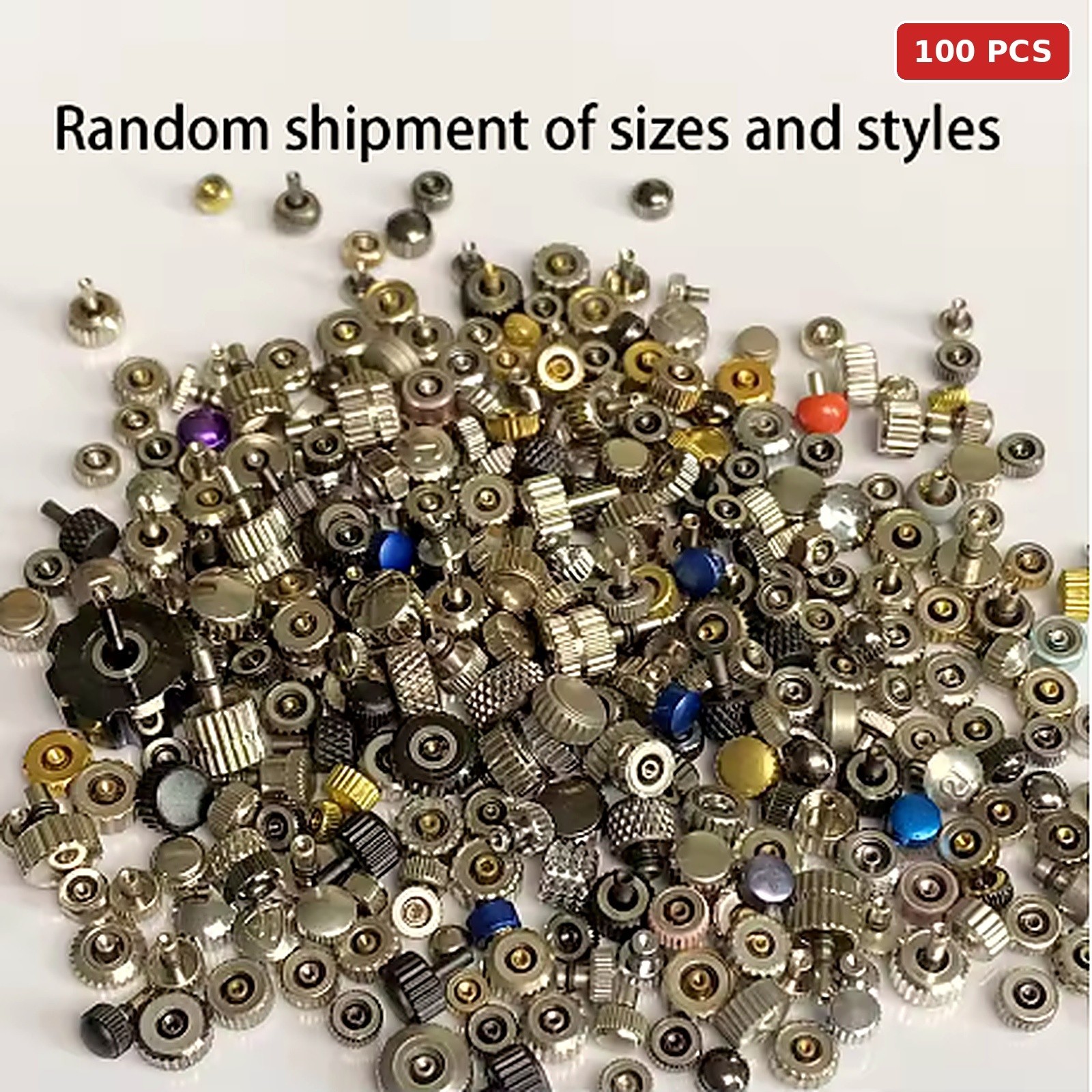 100Pcs Precision Watch Crown Winding Stem Accessories Steampunk Repair Parts