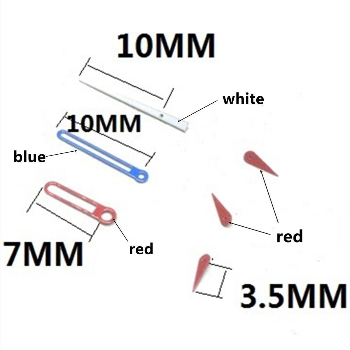 2 Sets Red Small Second Hands Blue+Red Trim Hands for VD53 VD54 VD57