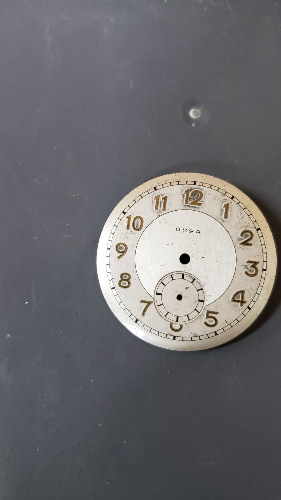 Vintage 80’s 70’s Onsa Men’s Watch Dial w/ Subdial White Cream w/ gold markers