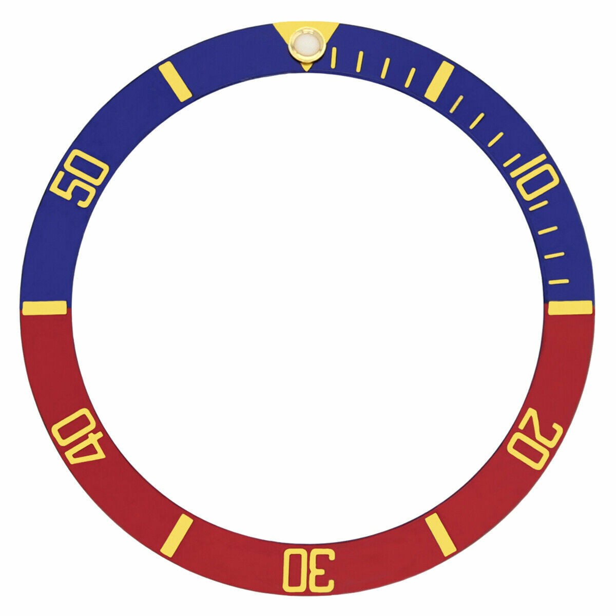 Submariner Bezel Insert For Rolex 16613, 16618 Blue/Red Pepsi Yellow Font