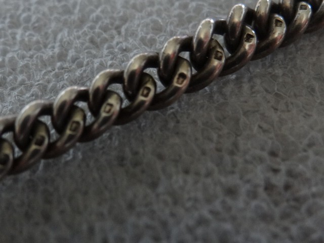 Rare Antique English Sterling Silver Pocket Watch Chain With Swivel Agate Fob