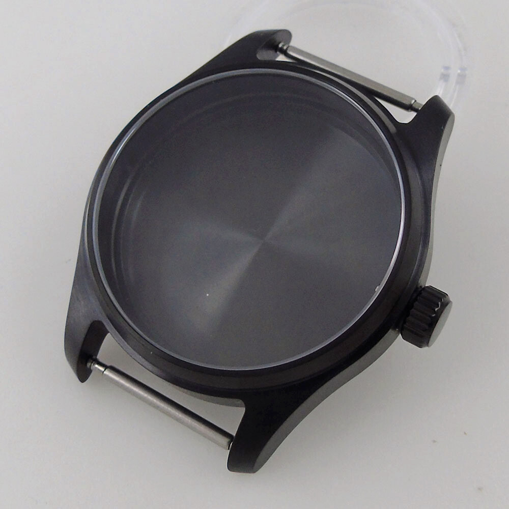 39mm Black PVD Sapphire Glass Watch Case Fit Japan NH35 NH36 (Case+dial+hand)