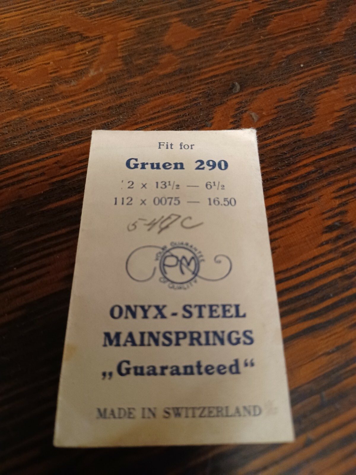 Gruen Watch Vintage movement Mainspring 290 part swiss PM onyx steel lot 6