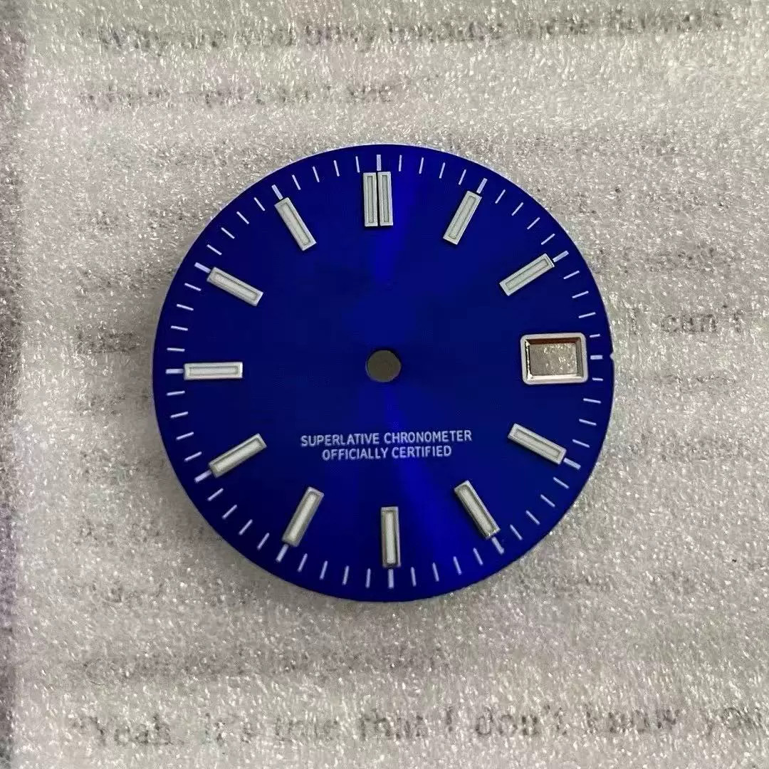 28.5mm Sun Pattern Watch Dial Green Luminous Date for Nh35 Nh36 4R Movement