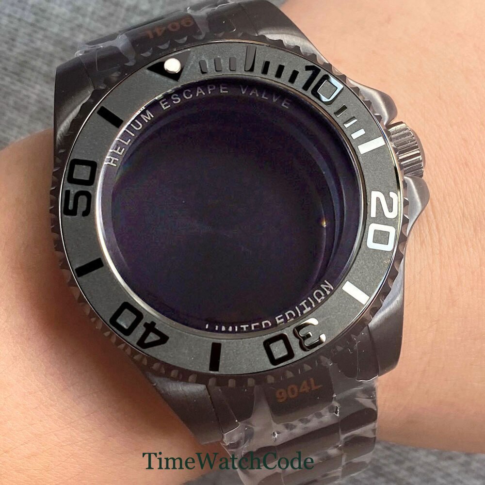 43mm PVD Black Watch Case Fit NH34 NH35 NH36 ETA2824 PT5000 Miyota8215 DG2813