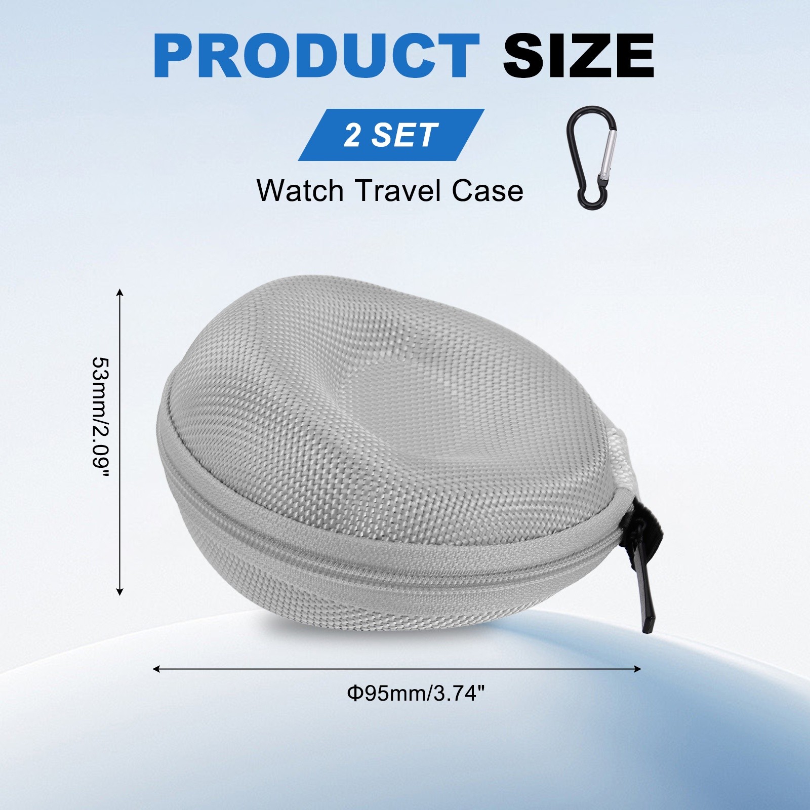 2pcs Watch Travel Case 1 Slot Velvet Storage Box Up to 50mm / 2 Inch, Silver