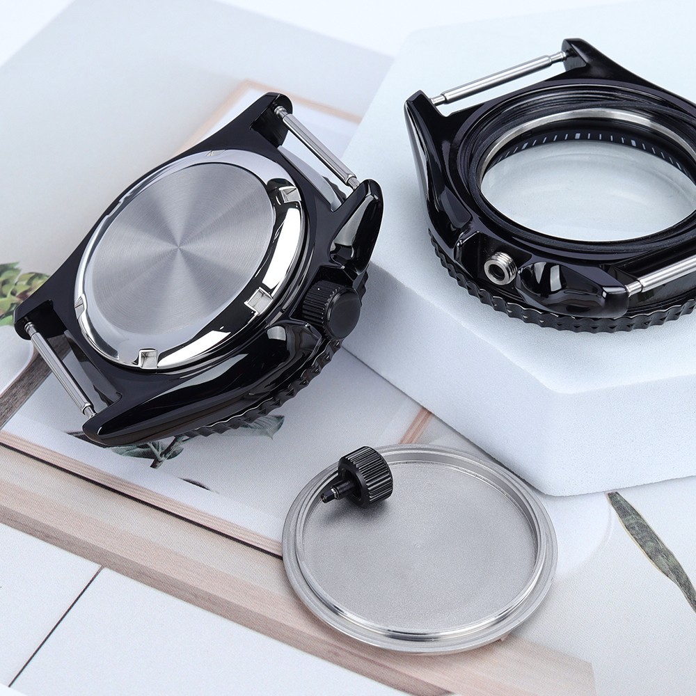 PVD Black 42.5mm Diver Watch Case Sapphire SKX007 Style For Seiko NH35 Movement