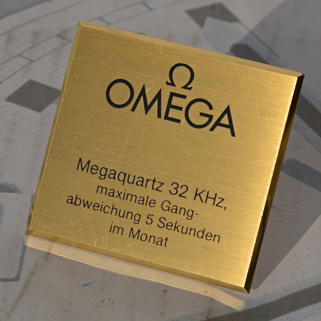 Rare Vintage Original Showcase Plate for Omega Megaquartz 32KHz Watch