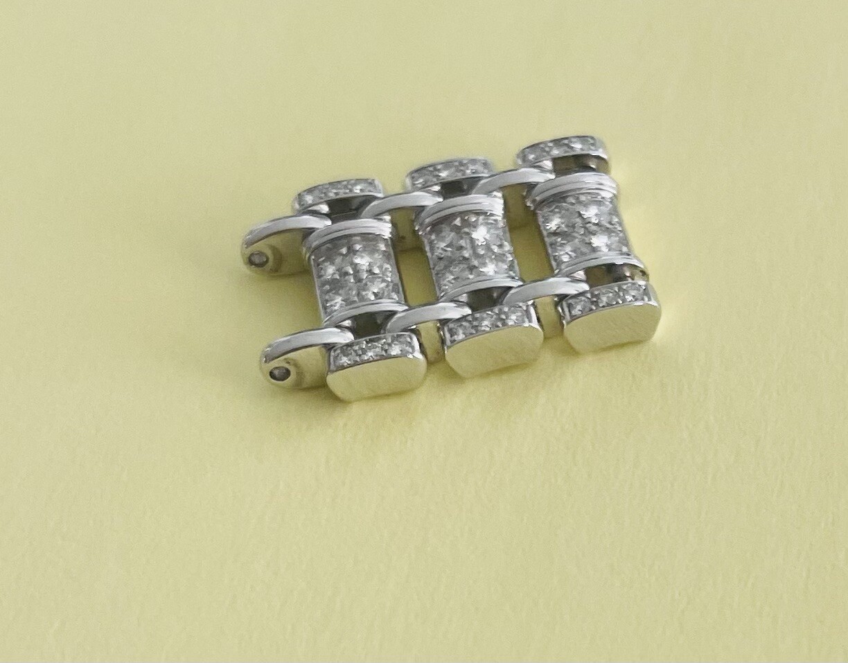 Piaget Polo Ladies 15mm Diamond Solid White 18K Gold Watch Link.