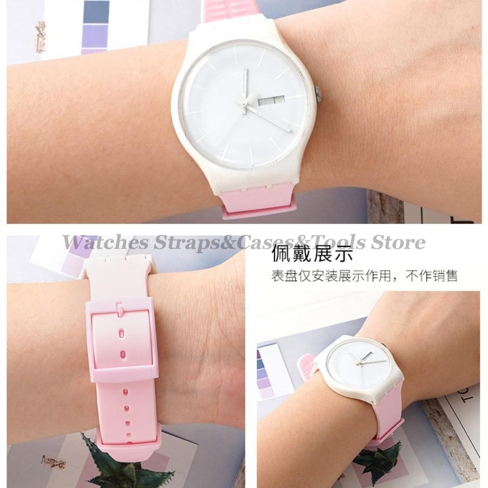 Soft Silicone Watch Band for Swatch 16mm 17mm 19mm 20mm Rubber Strap Sports Repl