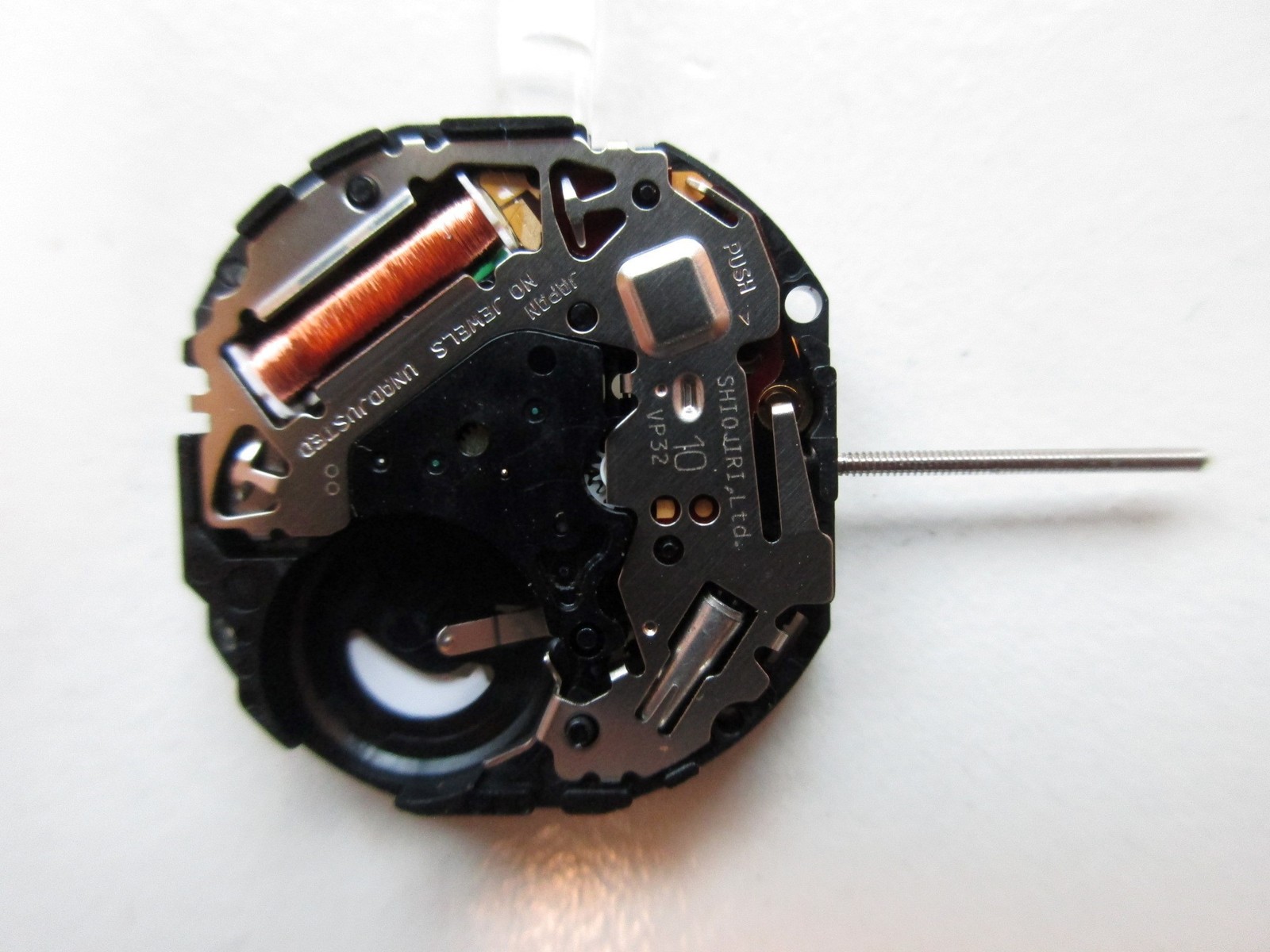 Shiojiri Pulsar Seiko 10½”‘ cal. VP32 N.O.S. watch movement date at 6