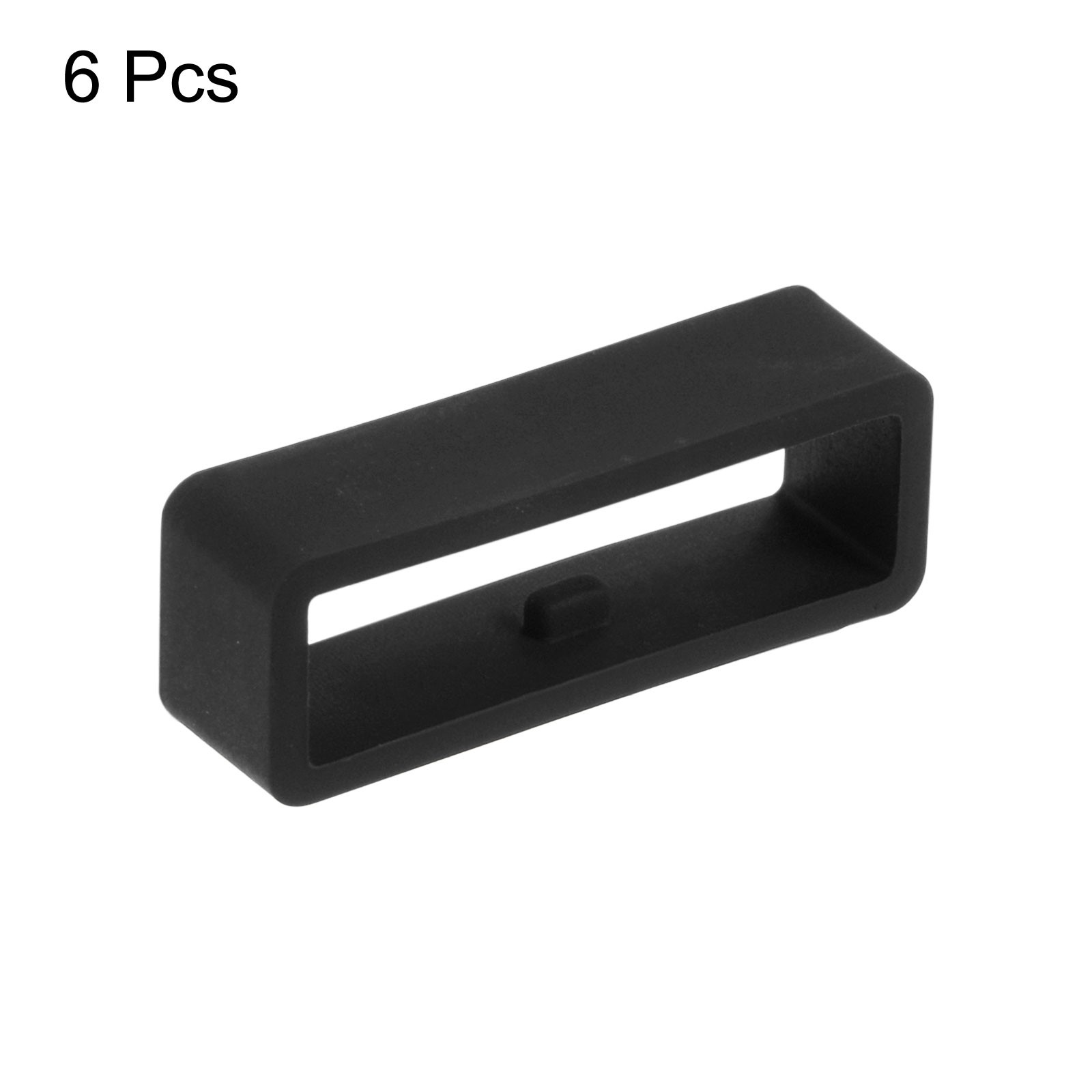 6pcs Watch Strap Loop Fastener Rings 24mm Rubber Watch Holder Keeper Black