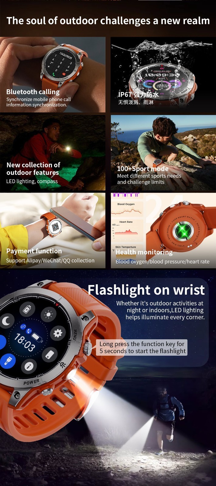 Smart Watch Sports Watch Bluetooth Smartwatch NFC Heart Monitor Waterproof Gift