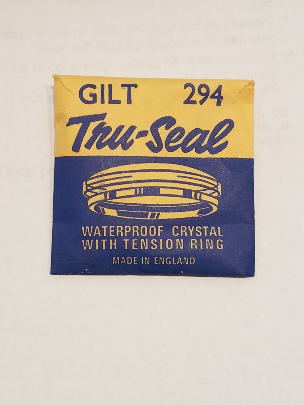 Vintage Tru-Seal Wrist Watch Yellow Reflector Ring Crystal NOS Free Shipping #35