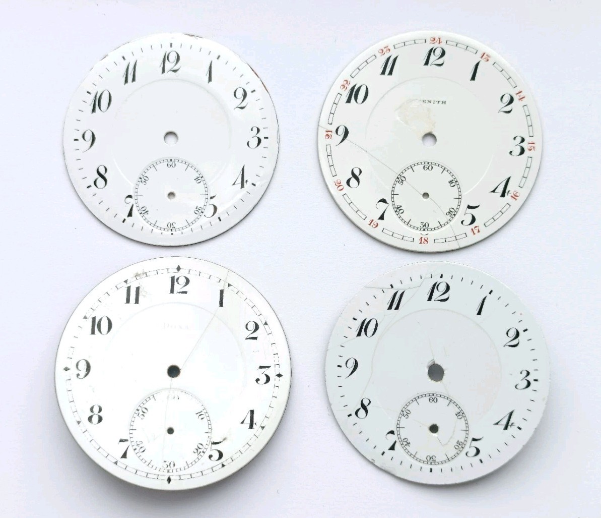 Lot 4 pieces Vintage watch dial DOXA, ZENITH And others Pocket watch dial 1920’s