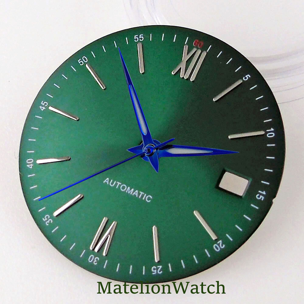 Fit NH35A NH36A Movement 31mm Watch Dial With Hands Date Window Roman Numbers