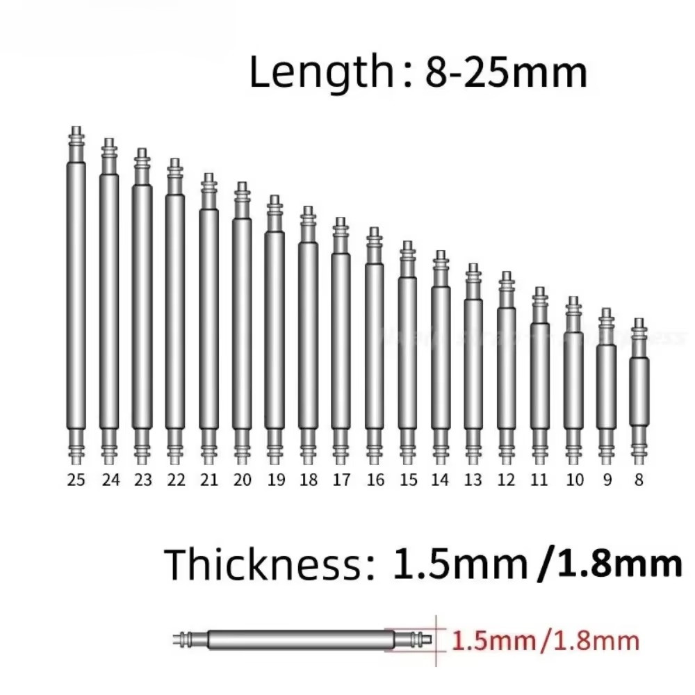Stainless Steel Watch Spring Bars Link Pin 1.5mm 360pcs 8-25mm Set