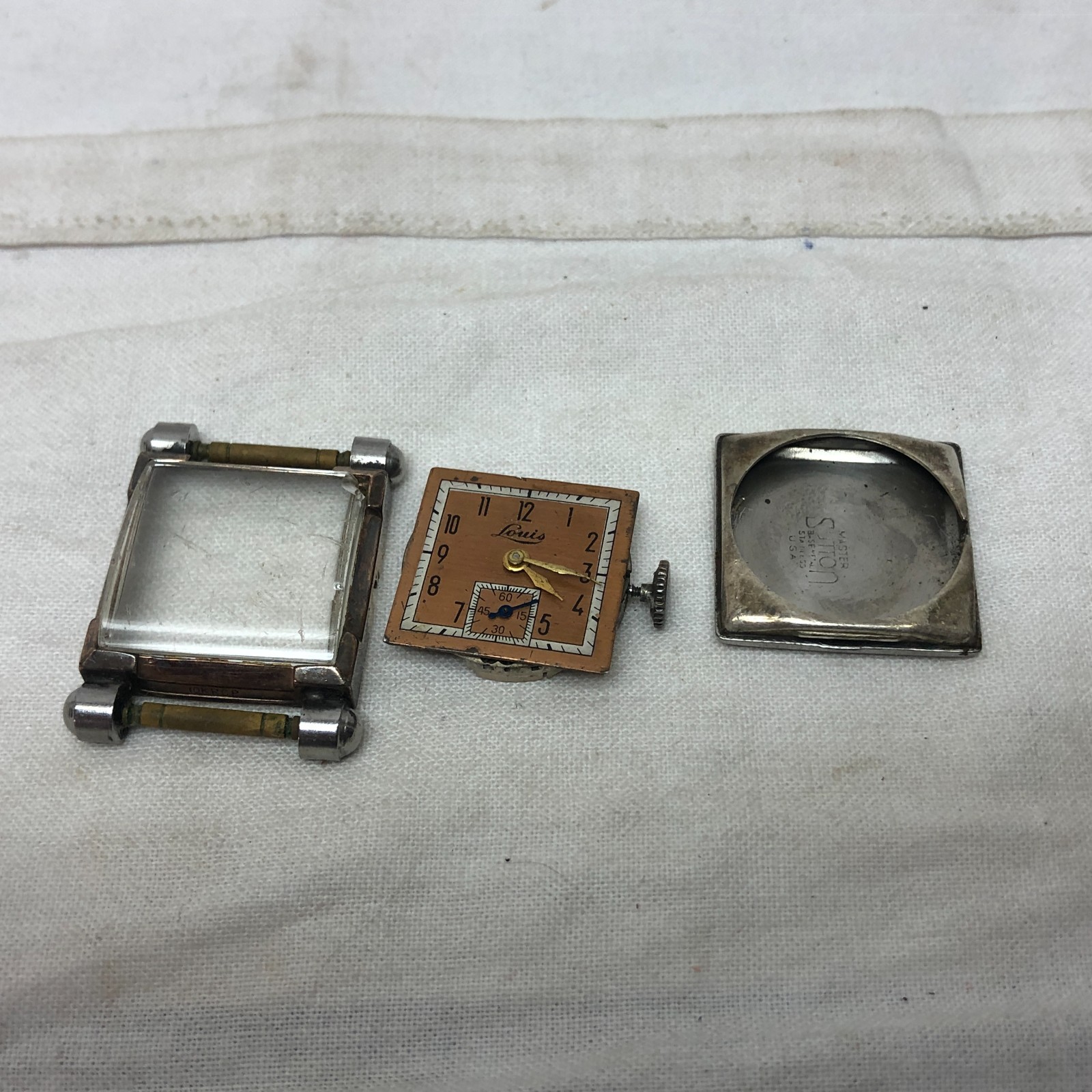 Vintage 1930-40’s Louis Watch Company 10k R Gold Plate For Parts or Repair