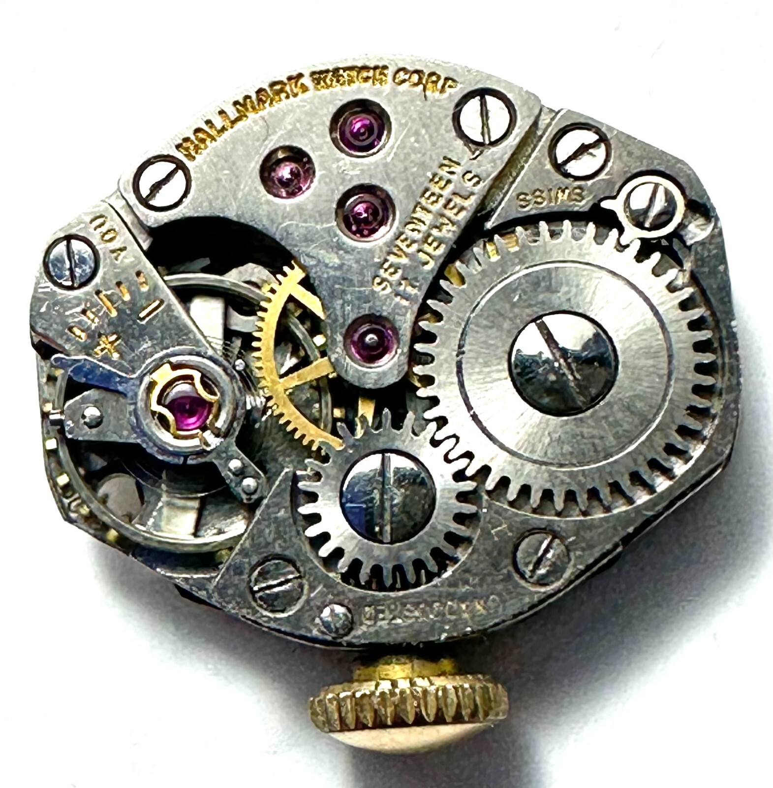 Hallmark Admiral Mechanical 17 Jewel Wristwatch Movement Hands Dial KEEPS TIME