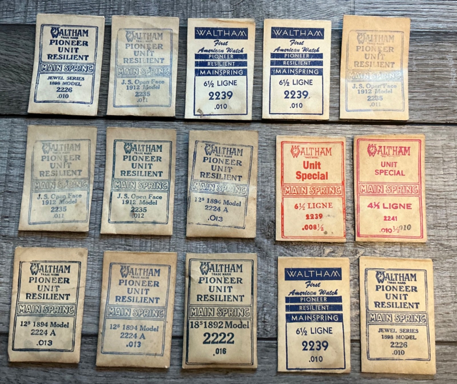 WALTHAM PIONEER UNIT RESILIENT MAINSPRING (Lot of 15)