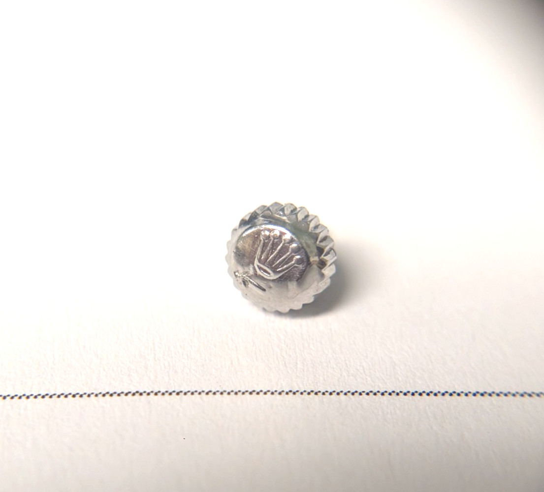 Genuine Rolex crown s/s 5.3mm with damage to face, but works