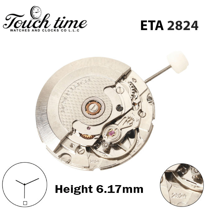 ETA 2824-Swiss Movement-Blue Date Disk At 6-H:6.17mm-3 Hands