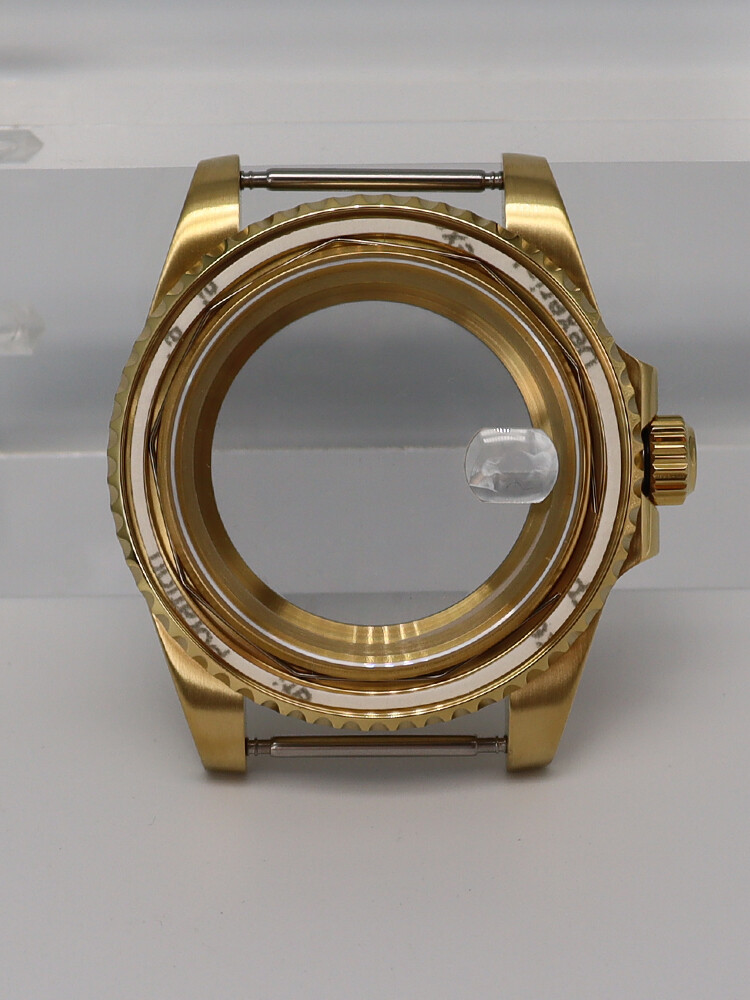 40mm Gold Diver Watch Case Sapphire Glass For Sieko Nh35 Nh36 2824 8215 Movement