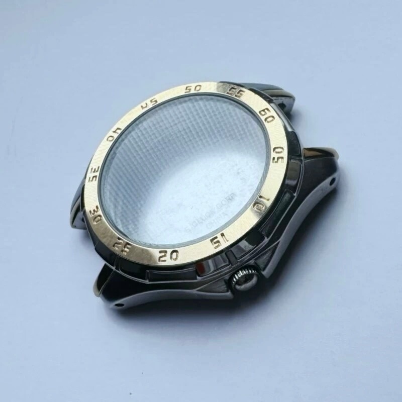 37.5mm Solid Stainless Steel Watch Case Gold Steel Engraved Bezel