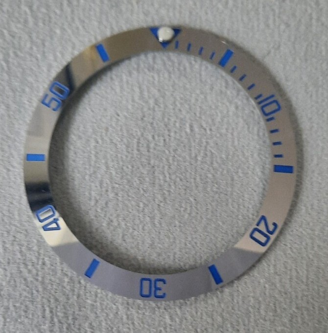 38mm Bezel insert Mirrored Silver And Blue For Divers Watch Seiko SKX SRPD Mod