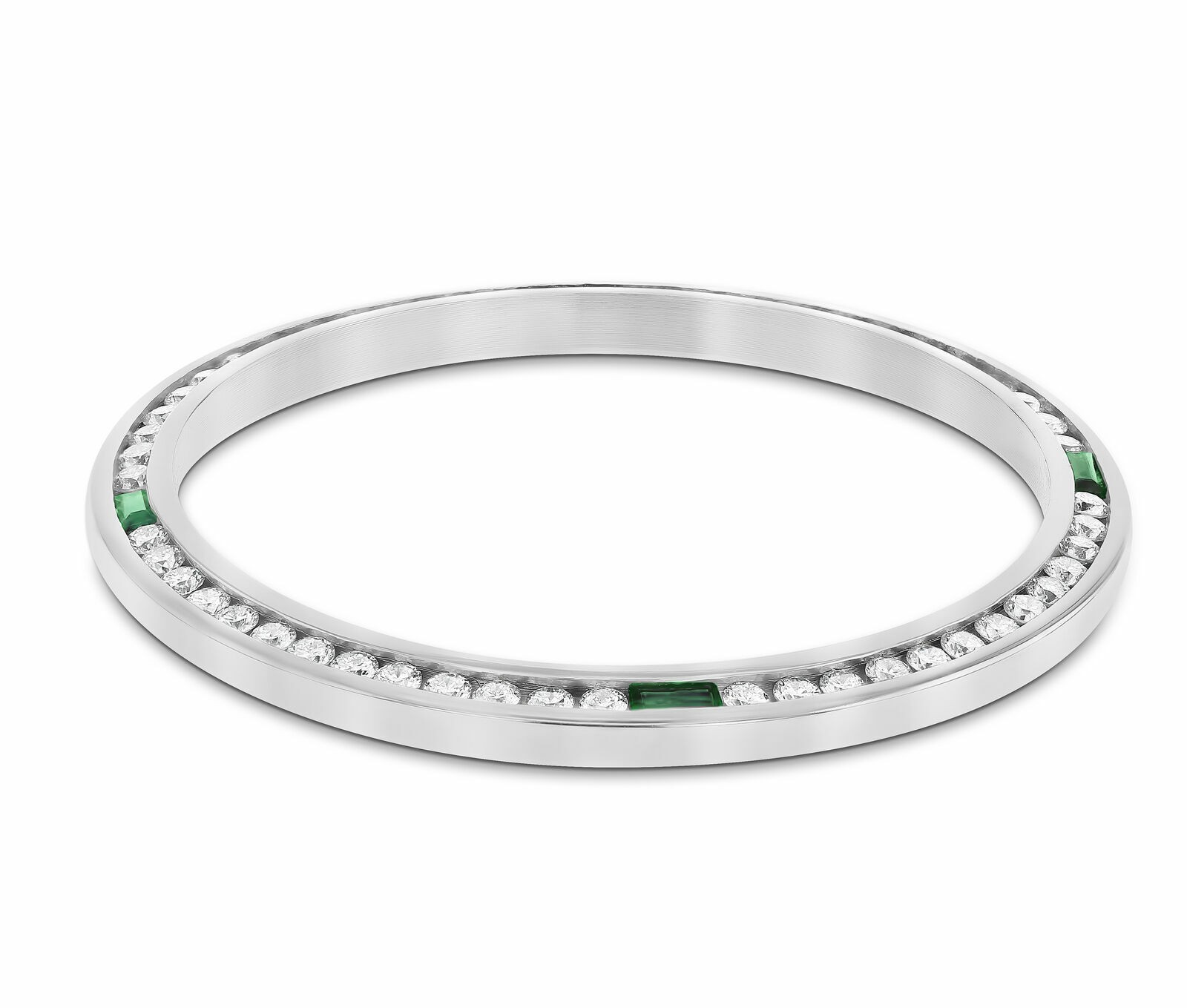 MEN 1.30CT CHANNEL NATURAL DIAMOND BEZEL 18KW FOR ROLEX DATEJUST WITH EMERALD