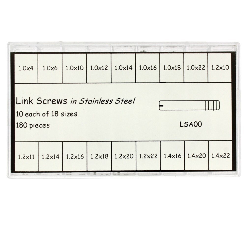 Watch Bank Bracelet Link Screw Assortment in Stainless Steel 180 pieces