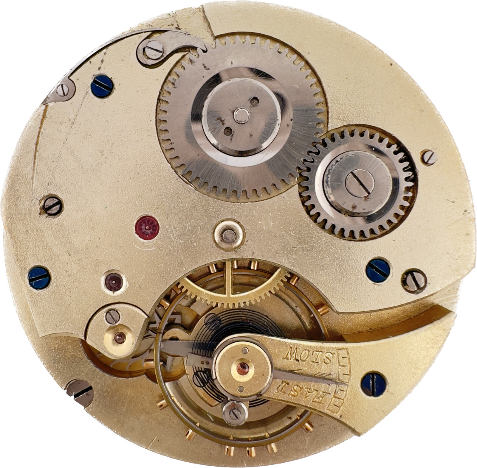 Antique 45.5mm Unbranded 15 Jewel Manual Pocket Watch Movement Germany for Parts