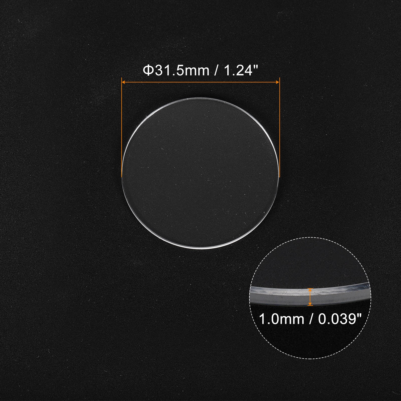 2pcs Watch Crystal Glass Lens 31.5mm x 1.0mm Beveled Edge Flat Glass Crystals
