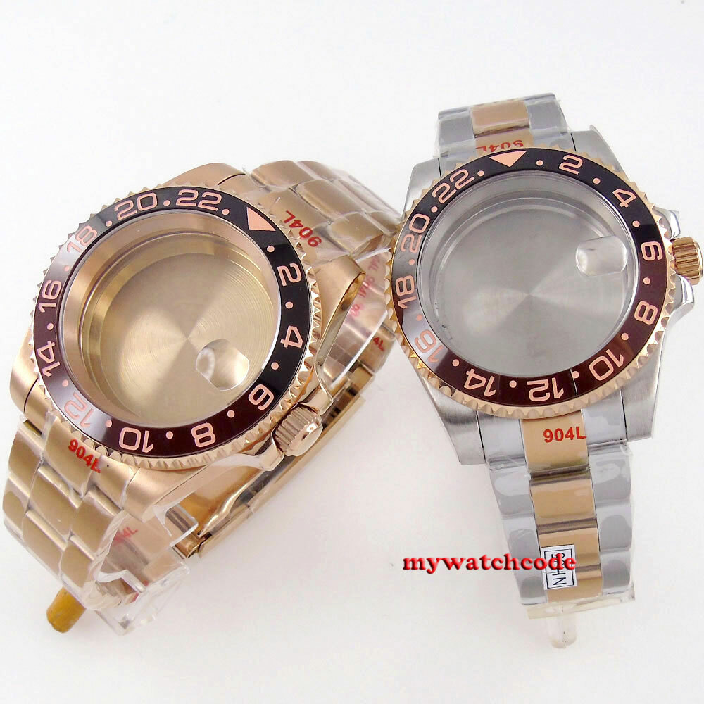 40mm Rootbeer Ceramic Bezel Sapphire Glass Watch Case Fit NH35 NH36 2824 8215