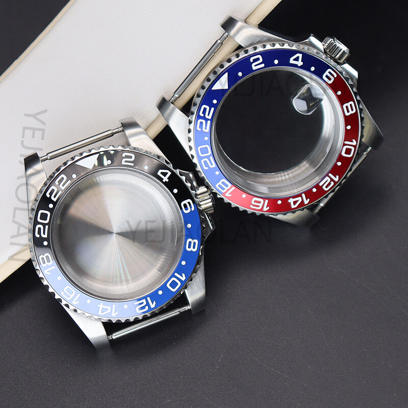 40mm Brushed Watch Cases GMT Ceramic Bezel For Seiko Nh35 Nh36 Eta 2824 Movement