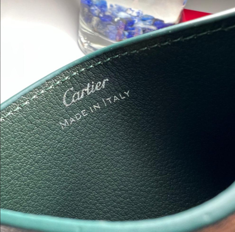 Cartier Must de Cartier Green Leather Double Card Holder Wallet NIB New Box