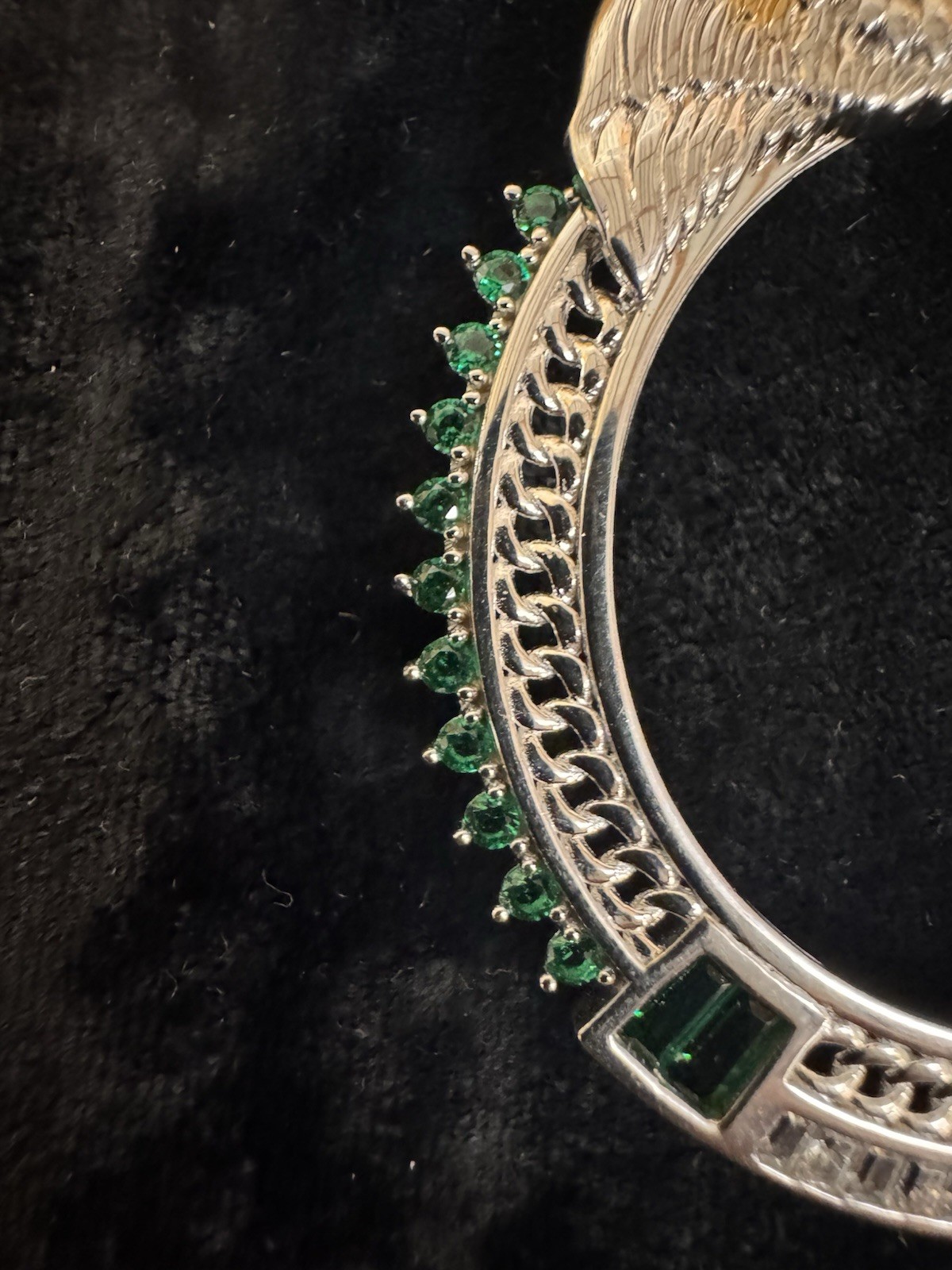 925 Silver Rhodium-Plated Bezel with Red, Green & White Mexico Flag Stones
