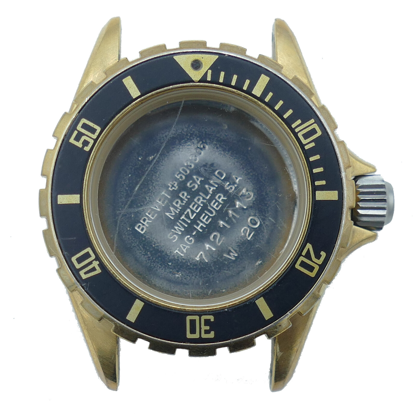 TAG HEUER 980.017N DIVER 18K GOLD PLATED LADIES WATCH CASE FOR PARTS OR REPAIRS