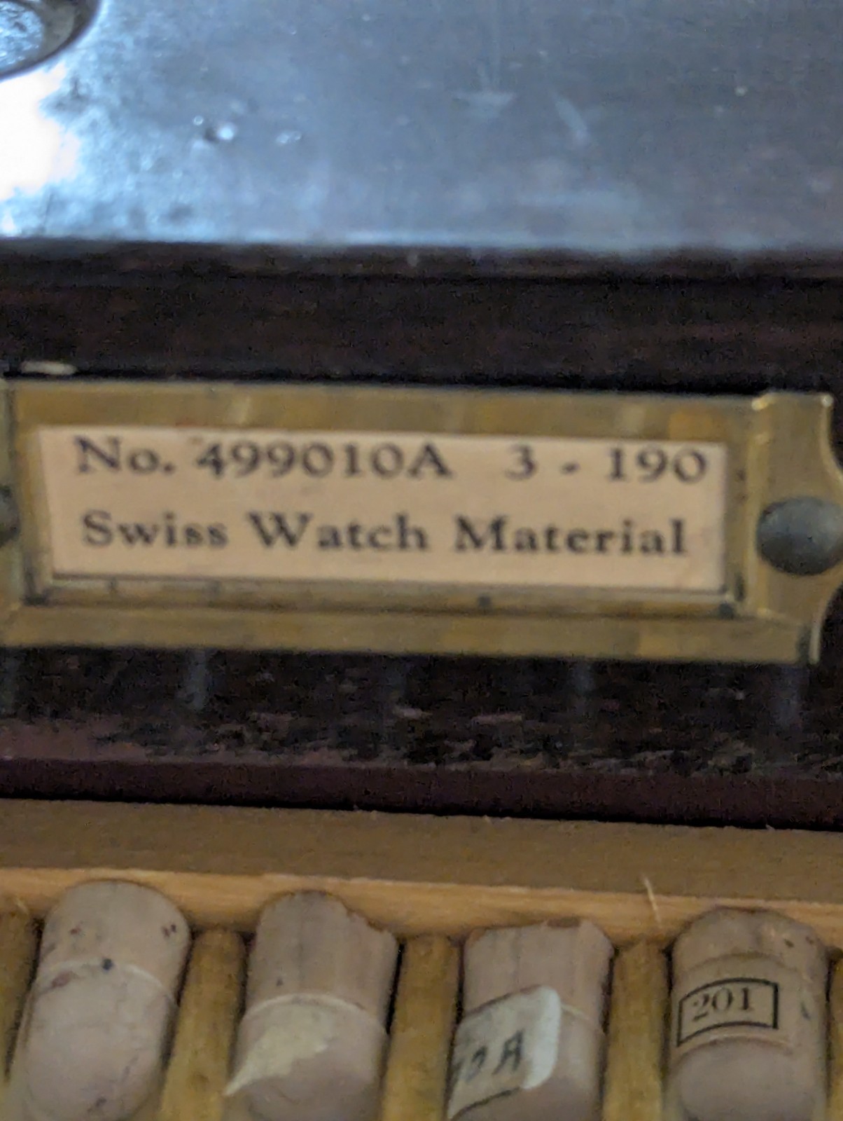 Assortment of Watch Parts – Swartchild & Company Metal Cabinet – 100s of Parts