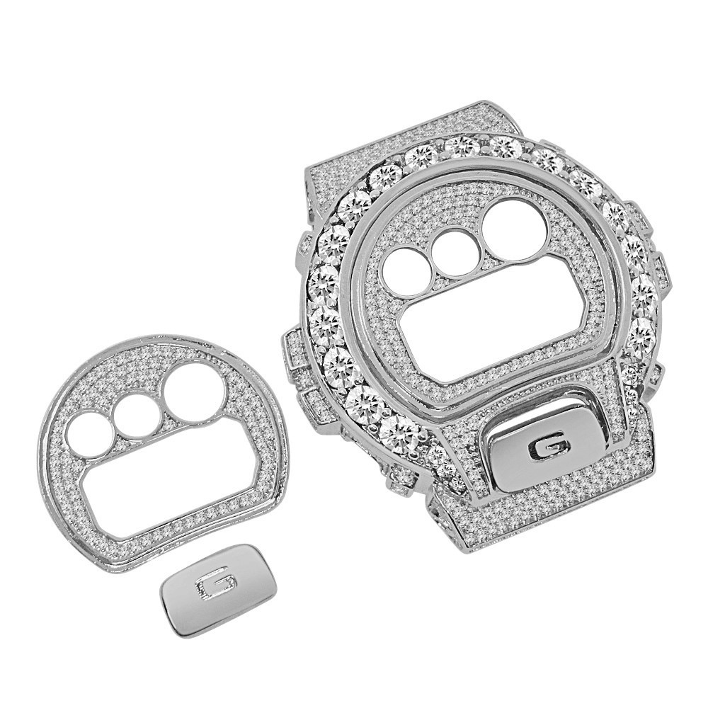 Solitaire G-Shock DW6900 Watch Bezel +Face Plate + G Button Cover Case Combo Set