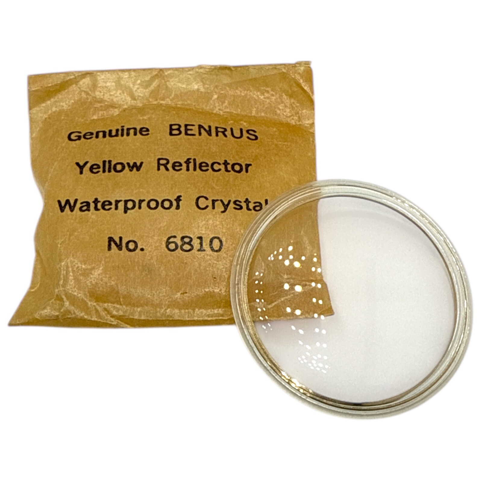 Benrus 6810 Watch Crystal Waterproof Genuine 28.2mm Outside 30.1 Yellow READ!