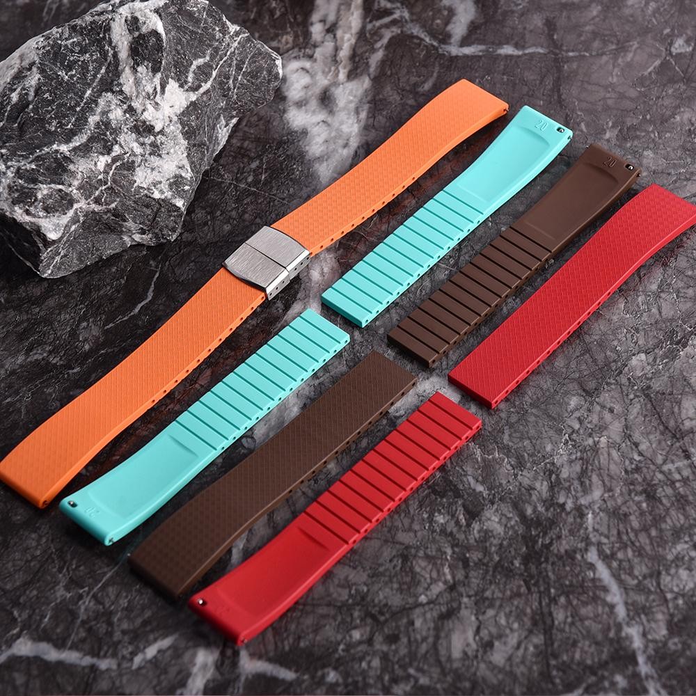 Fkm Fluoro Rubber Watch Strap Quick Release Cut to Size Buckle Band Soft 18-22mm