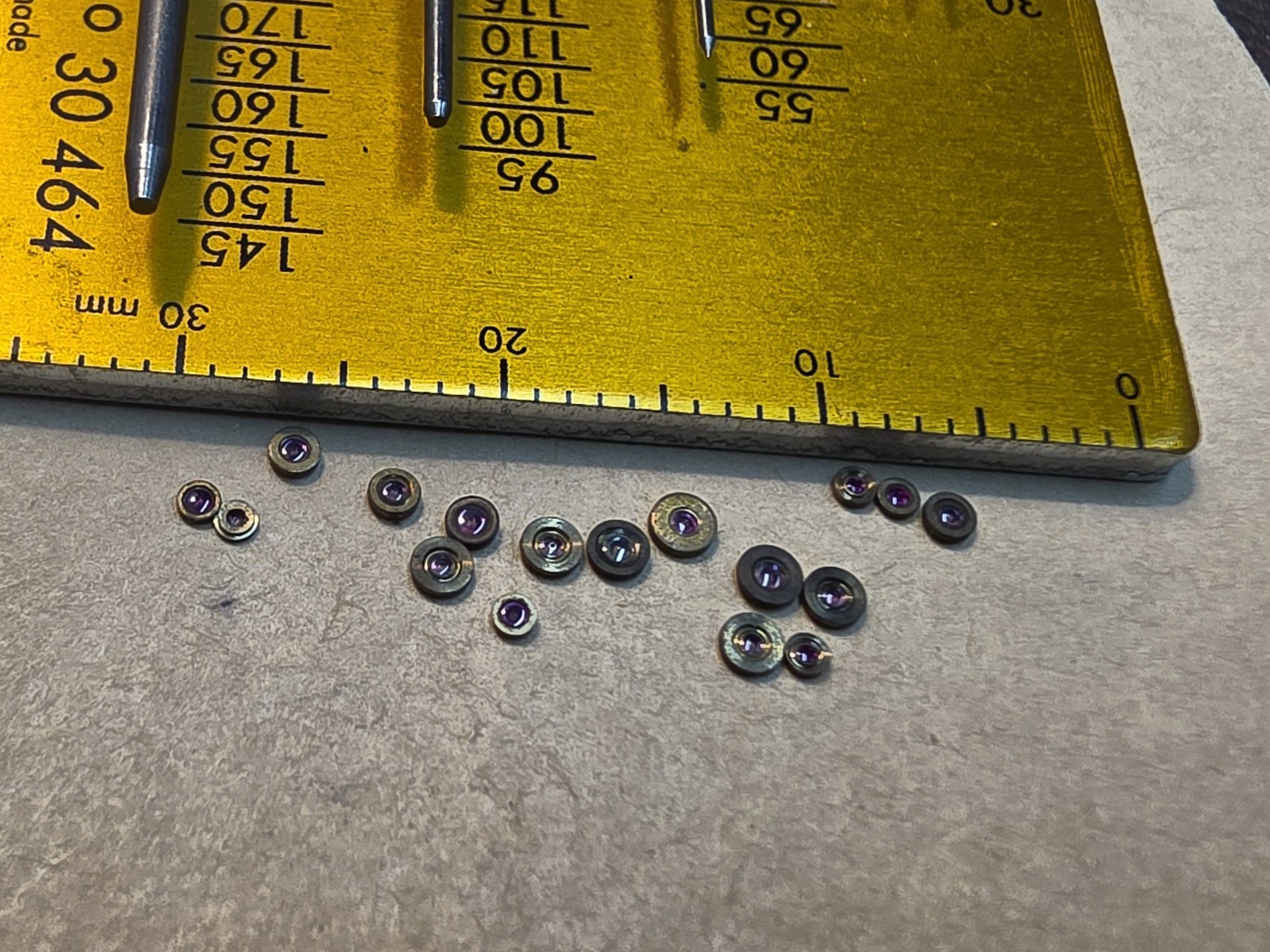 Lot Of 17 Elgin Bracelet Watch Balance Hole Jewels With A Mix Of Sizes